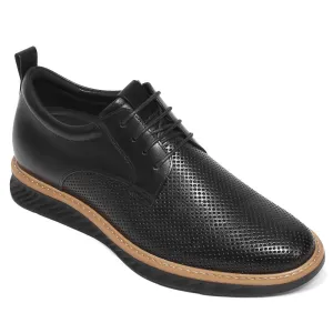 7 CM/2.76 Inches CMR CHAMARIPA Men’s Invisible Elevator Business Casual Shoes - Black Leather Slip-Resistant