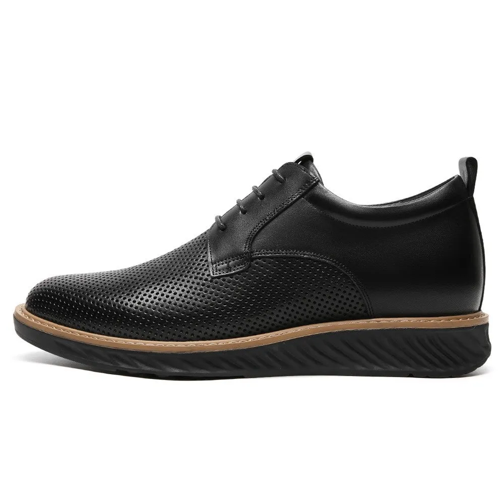 7 CM/2.76 Inches CMR CHAMARIPA Men’s Invisible Elevator Business Casual Shoes - Black Leather Slip-Resistant