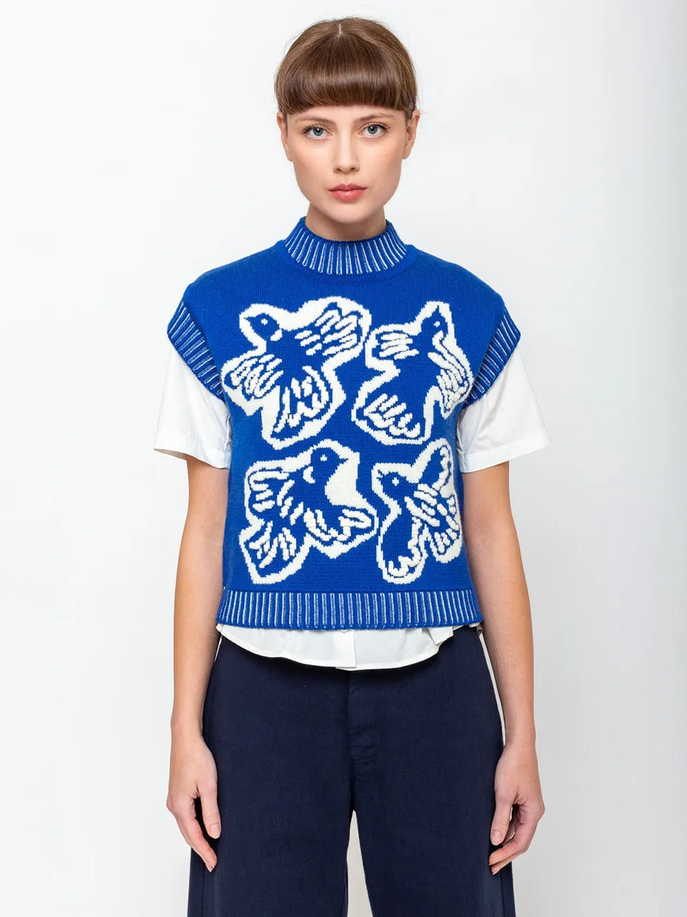 Anemone Knitted Wool Pullover - Blue