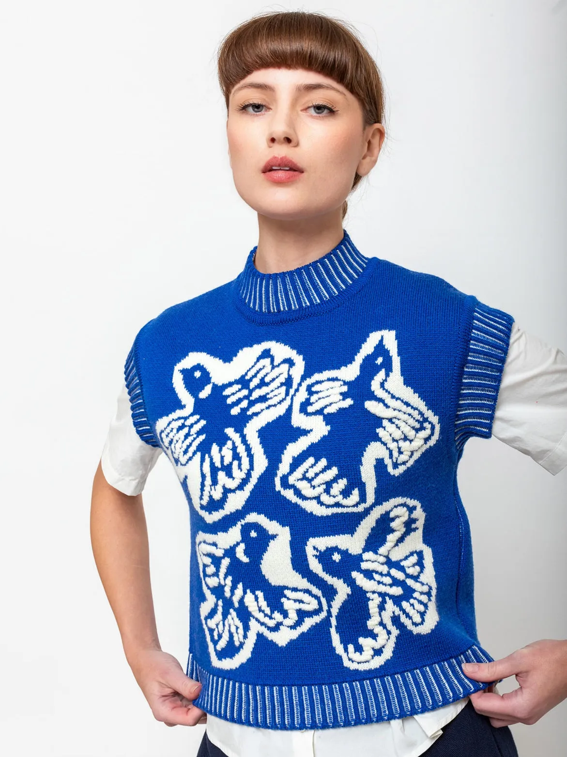 Anemone Knitted Wool Pullover - Blue
