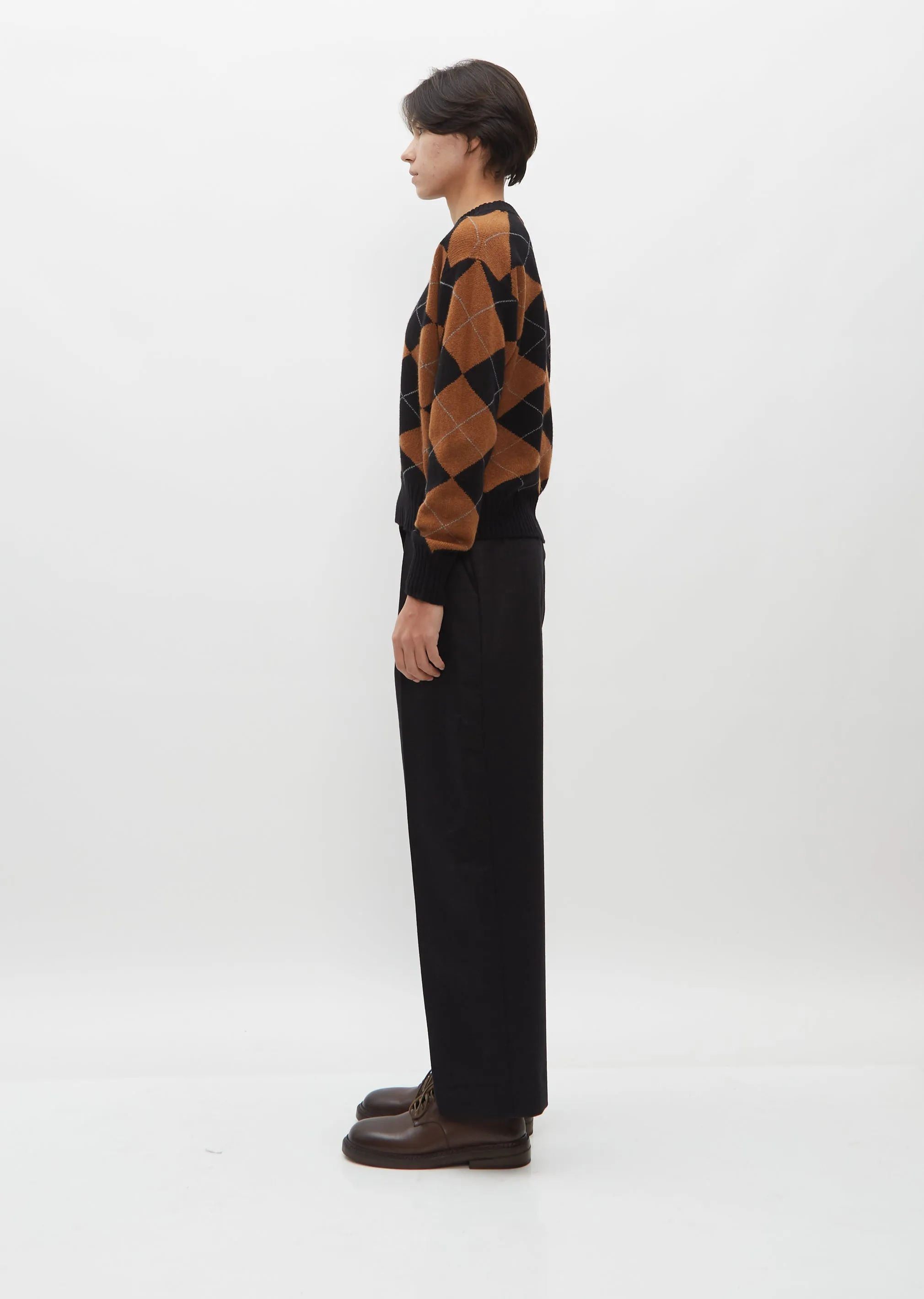 Argyle Merino Cashmere Jumper — Black and Tan
