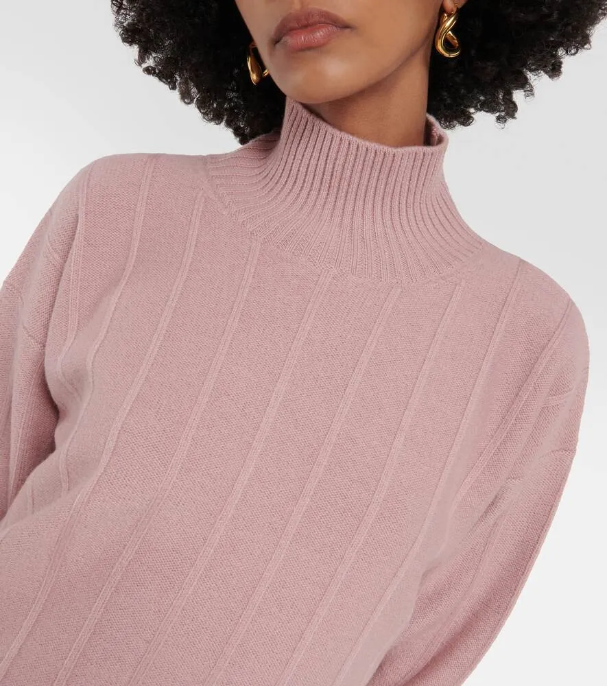 Beira ribbed natural wool sweater with high collar MAX MARA, pink