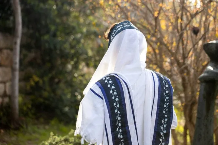 Blue Pomegranates Wool Tallit, Bar Mitzvah Tallit, Wedding Tallit, Tzitzit Chuppah Tallit