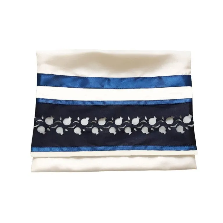 Blue Pomegranates Wool Tallit, Bar Mitzvah Tallit, Wedding Tallit, Tzitzit Chuppah Tallit