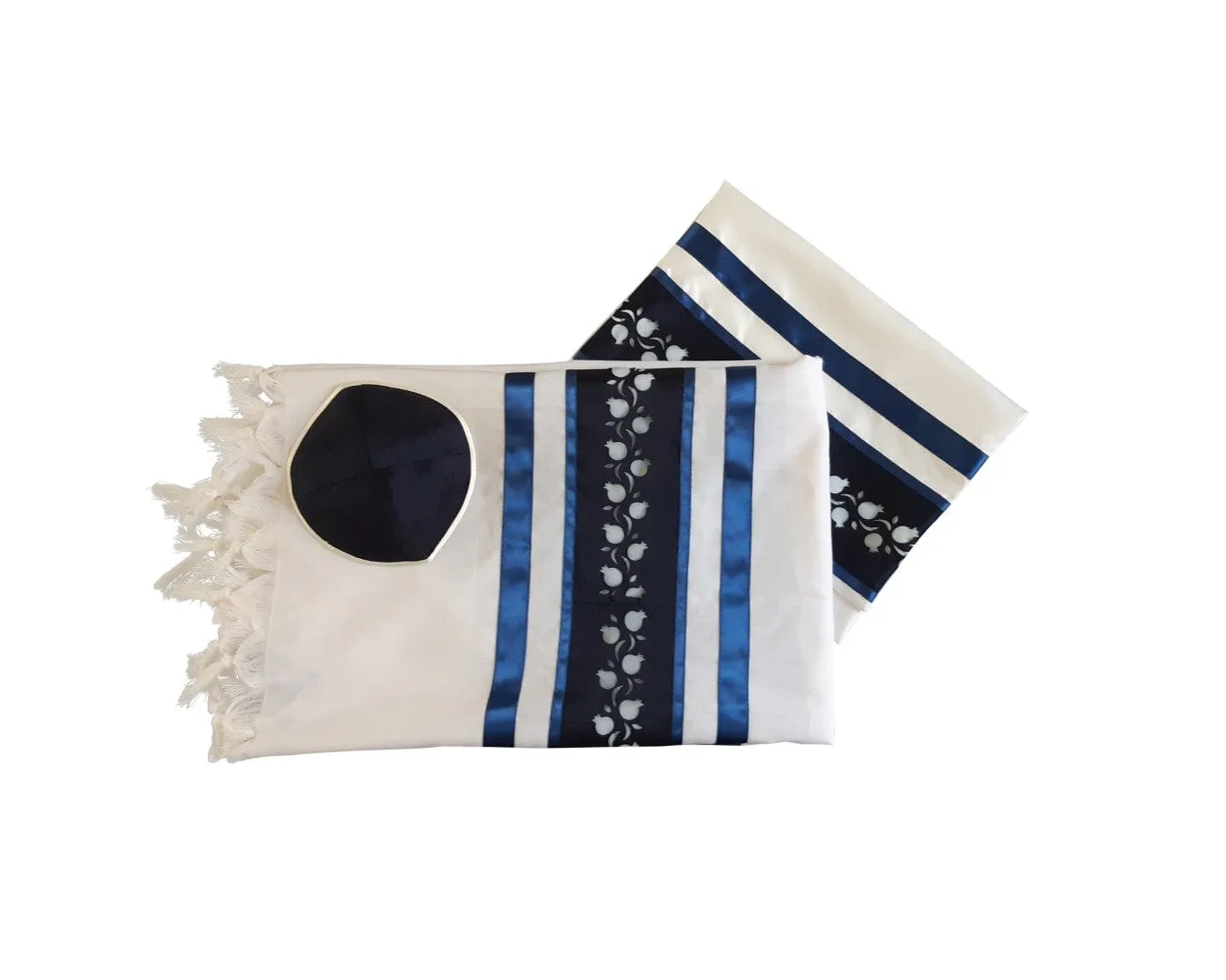 Blue Pomegranates Wool Tallit, Bar Mitzvah Tallit, Wedding Tallit, Tzitzit Chuppah Tallit