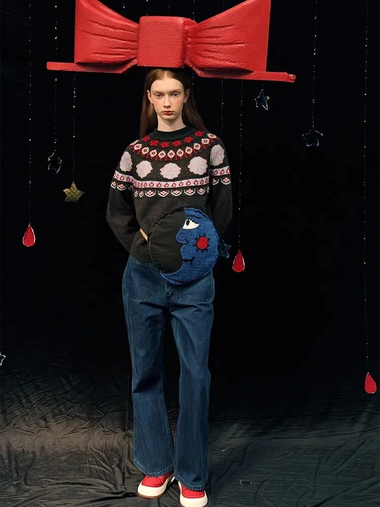 Bow Jacquard Wool Sweater【s0000005959】