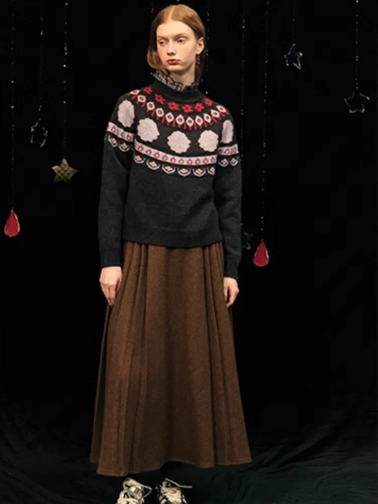Bow Jacquard Wool Sweater【s0000005959】