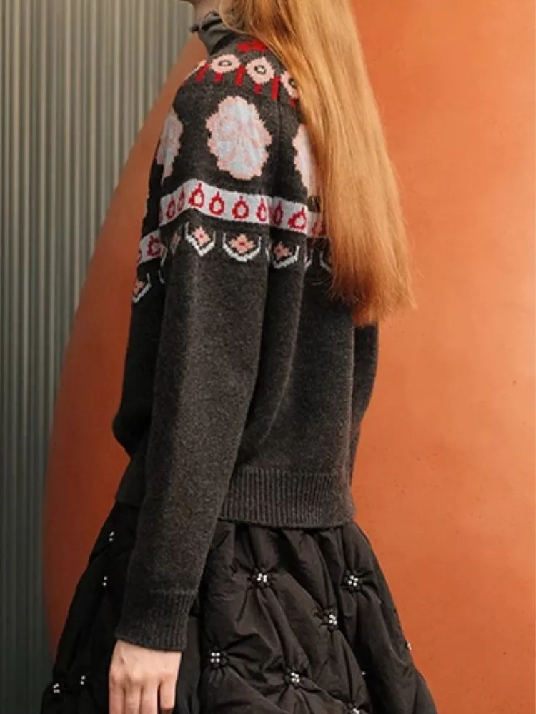 Bow Jacquard Wool Sweater【s0000005959】