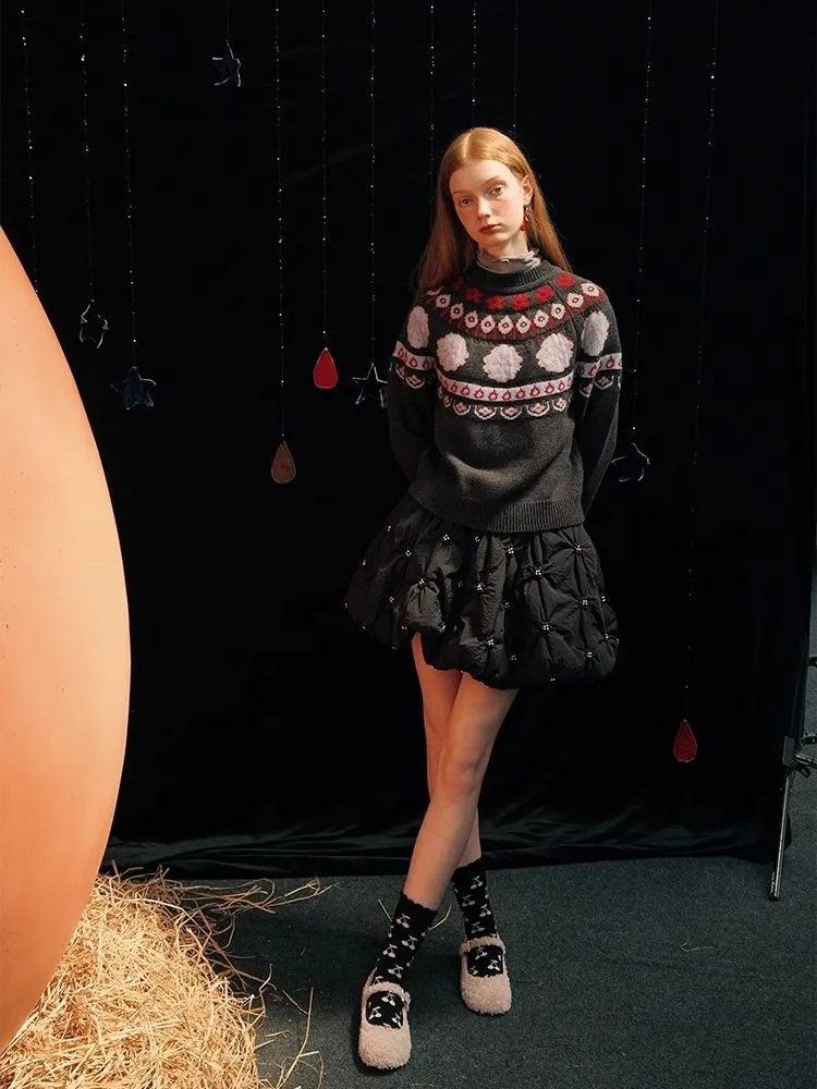 Bow Jacquard Wool Sweater【s0000005959】