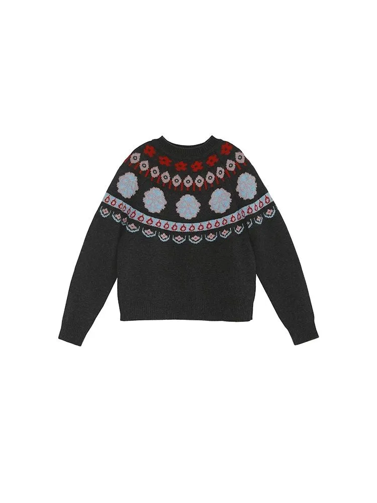 Bow Jacquard Wool Sweater【s0000005959】