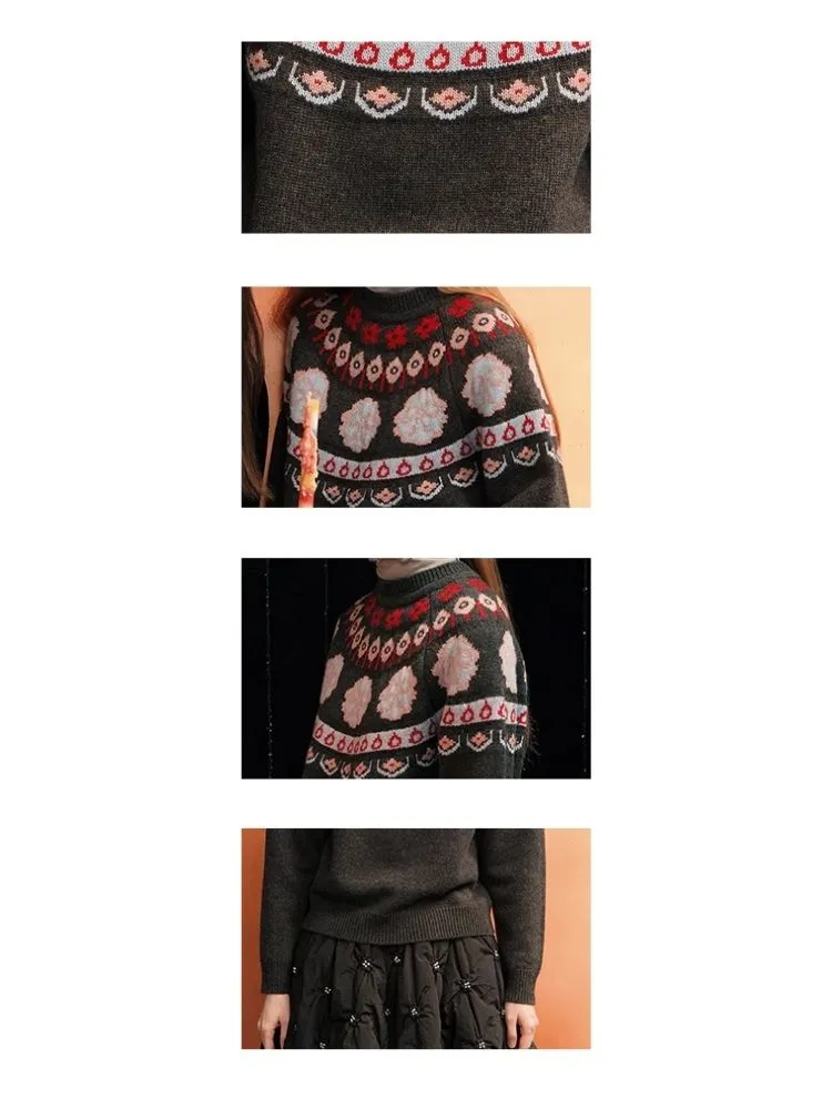 Bow Jacquard Wool Sweater【s0000005959】