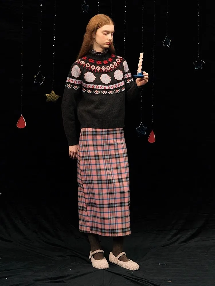 Bow Jacquard Wool Sweater【s0000005959】