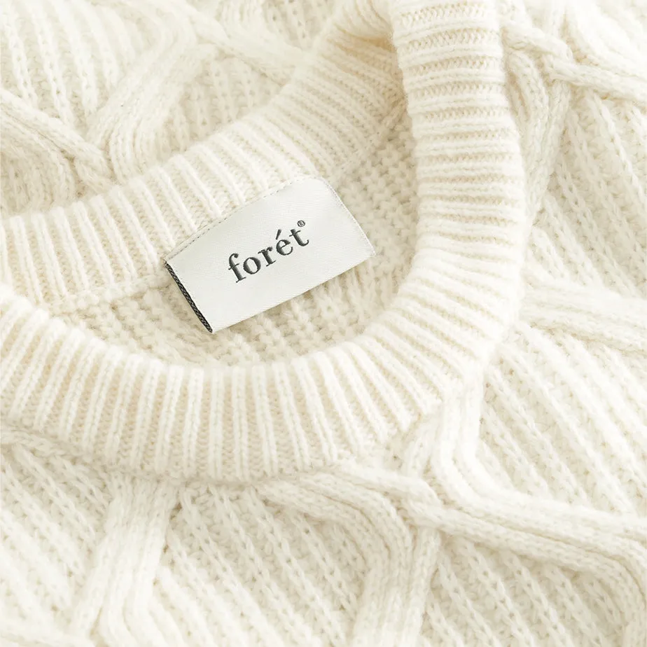 Bow Wool Cable Knit Sweater - Cloud