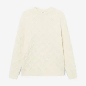 Bow Wool Cable Knit Sweater - Cloud