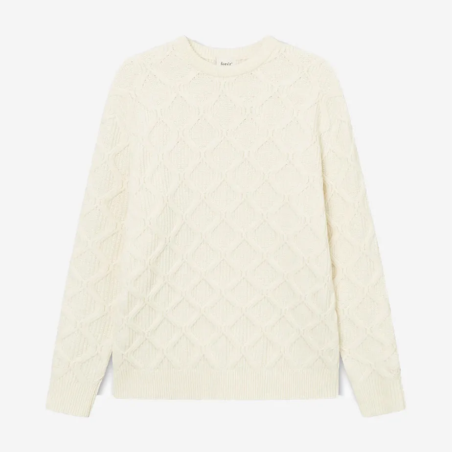 Bow Wool Cable Knit Sweater - Cloud