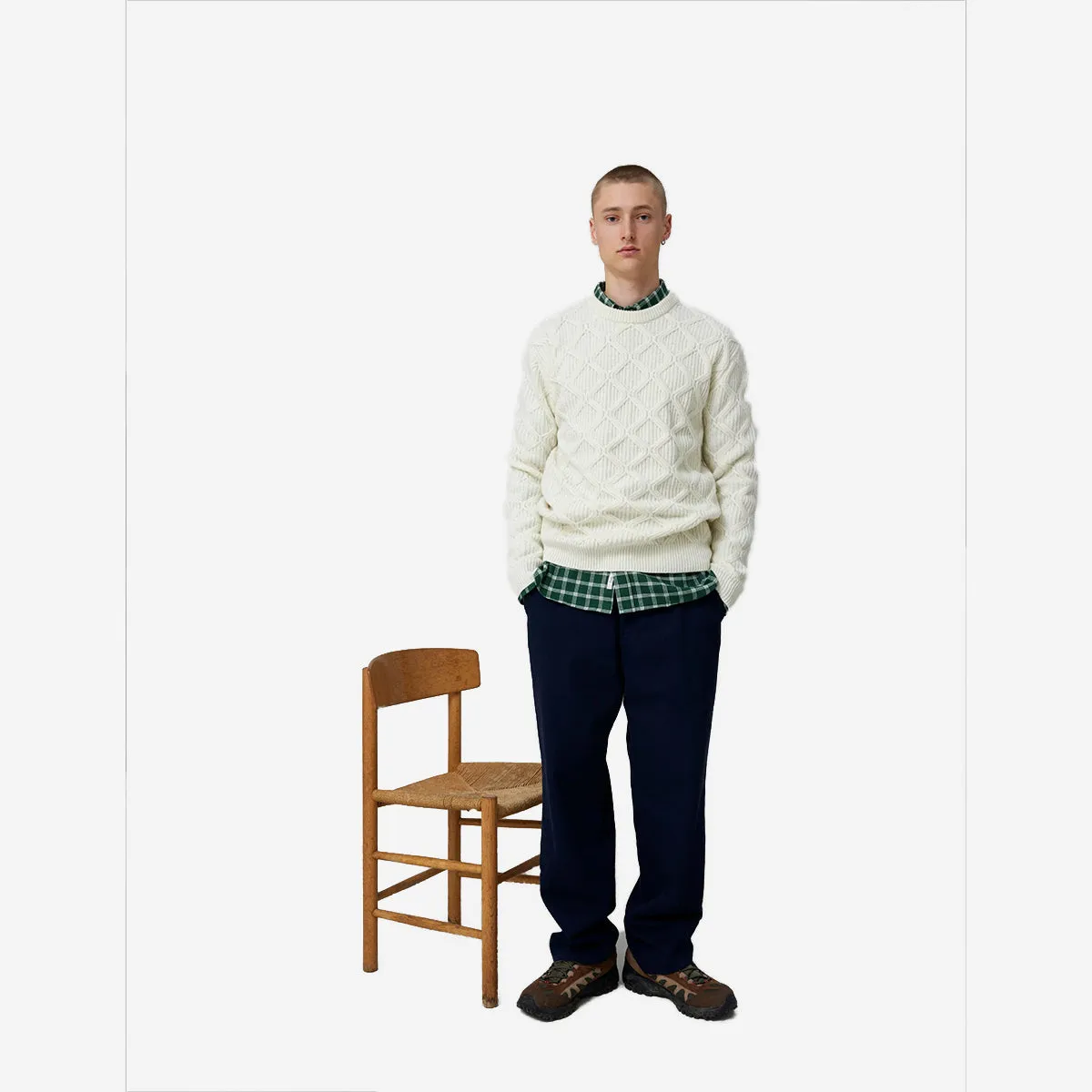 Bow Wool Cable Knit Sweater - Cloud