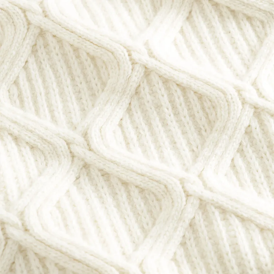 Bow Wool Cable Knit Sweater - Cloud