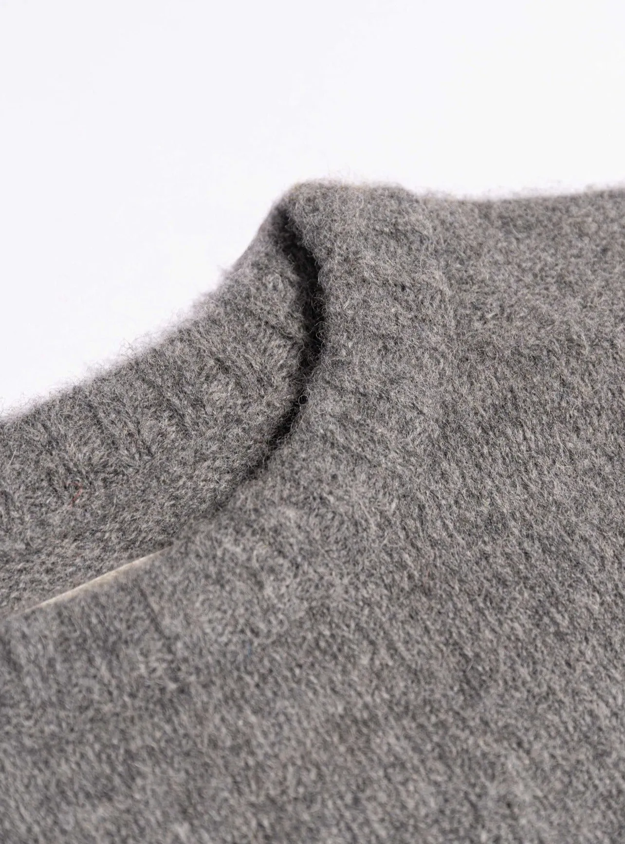 Brushed Shetland Crew in Grey Lambswool