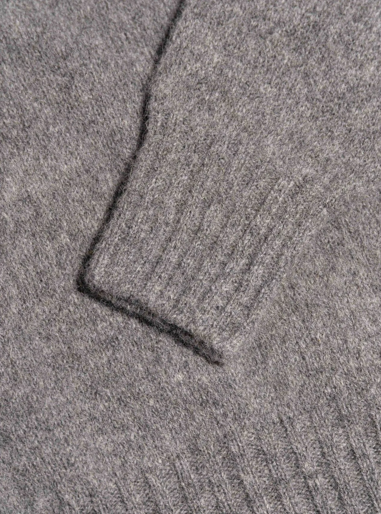 Brushed Shetland Crew in Grey Lambswool