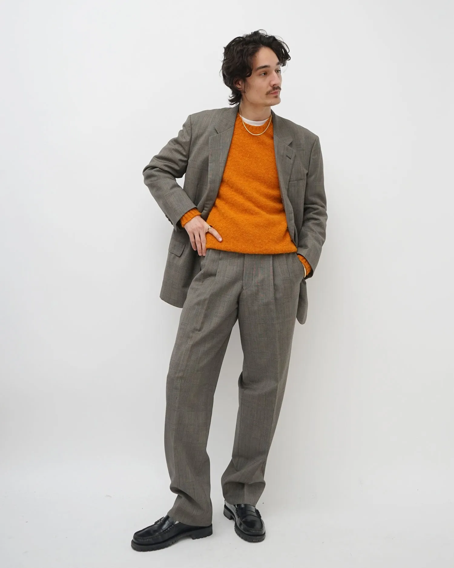 Brushed Shetland Sweater Crew Neck / Orange