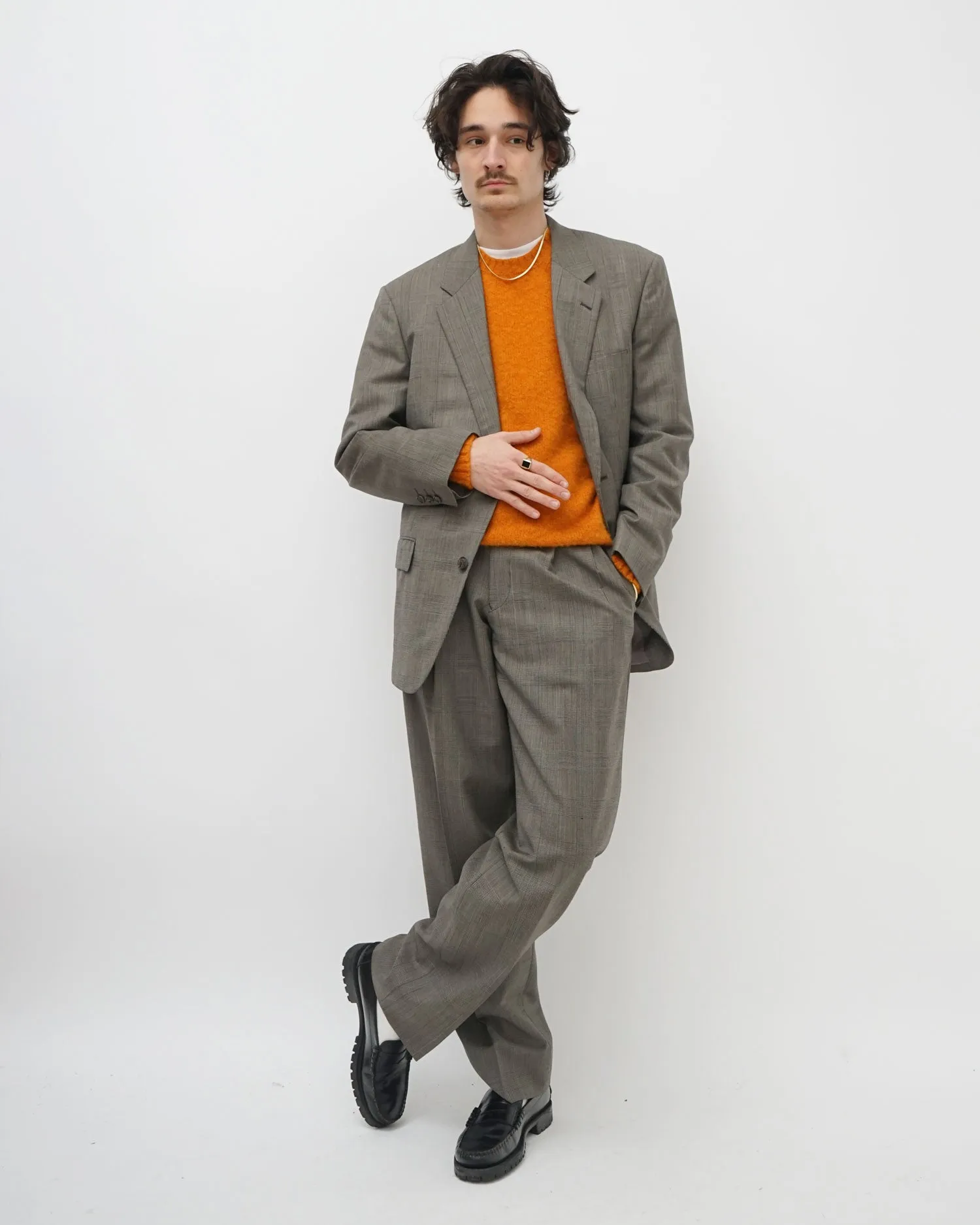 Brushed Shetland Sweater Crew Neck / Orange