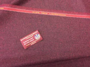 Burgundy with Black Herringbone 100% Pure New Lambswool Jacketing