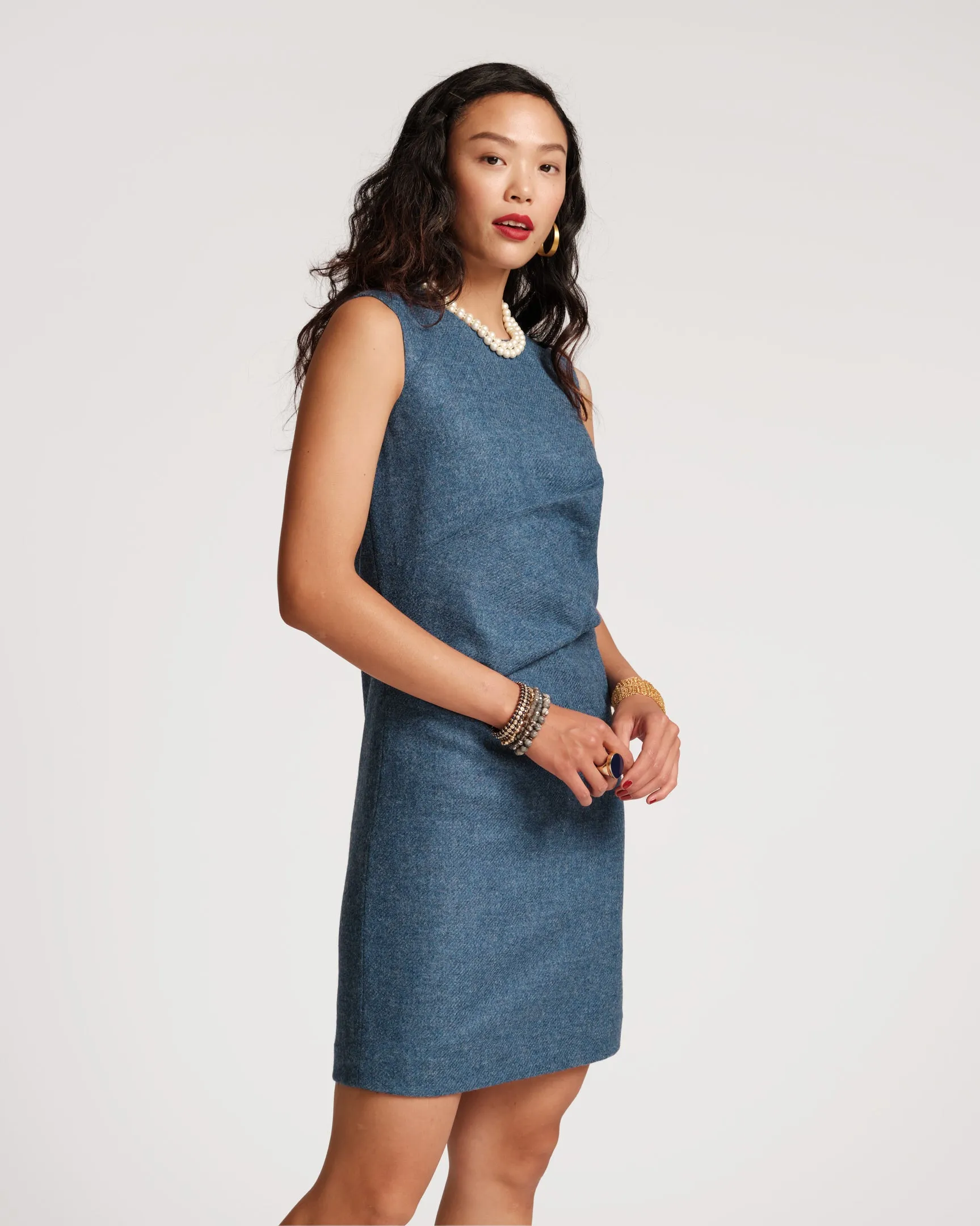 Callista Wool Twist Dress Light Blue