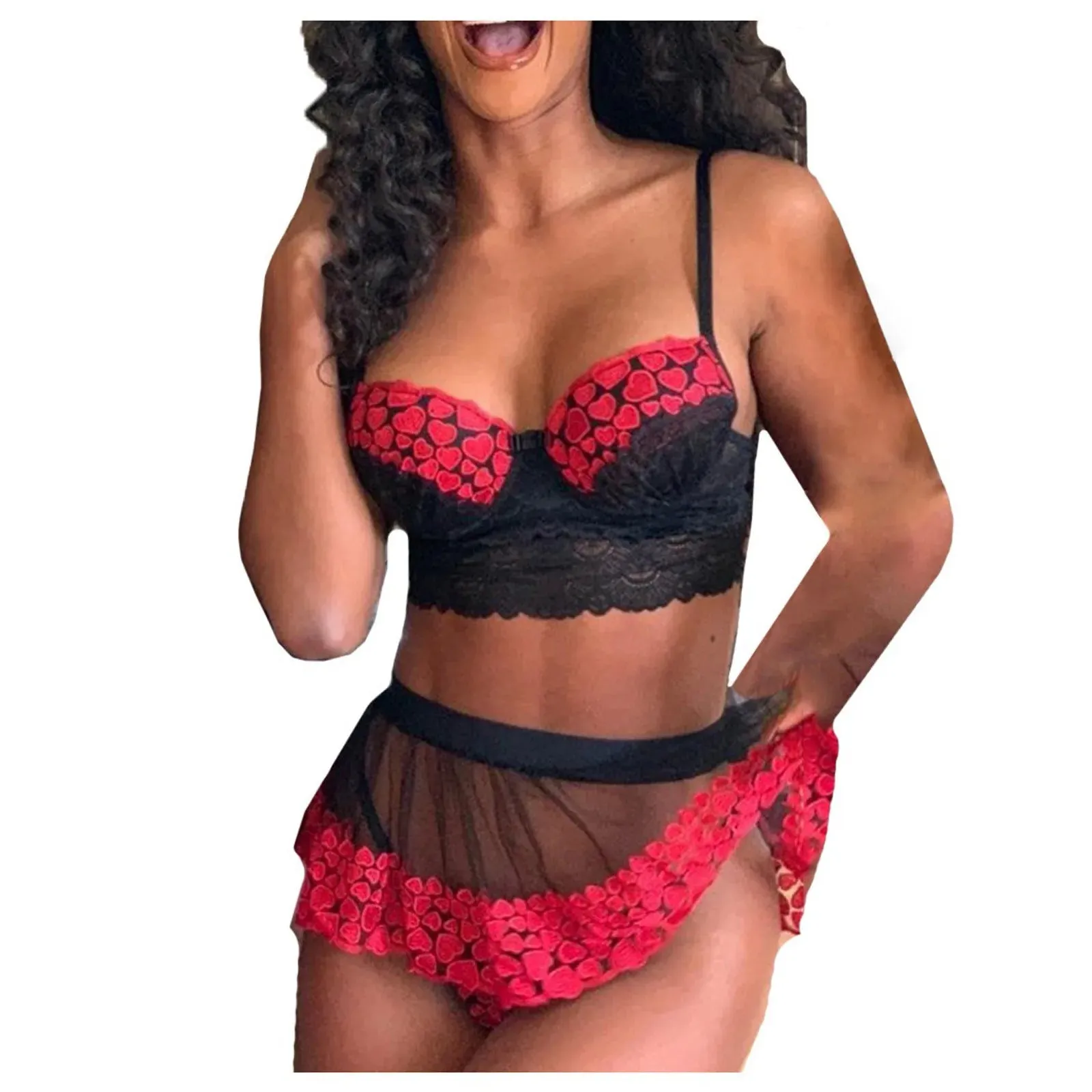 Chic V-Neck Lace Lingerie Set for Stylish Women (Elegant and Seductive)