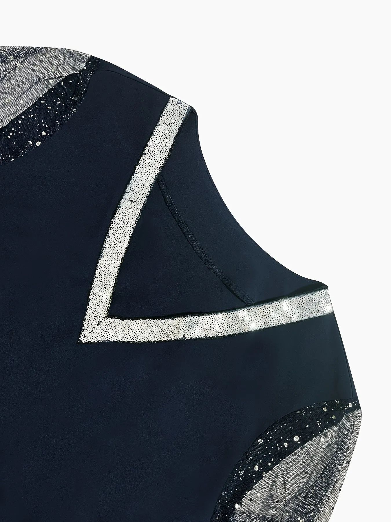 Curvy Glam Sequin VNeck Top with Mesh Sleeves