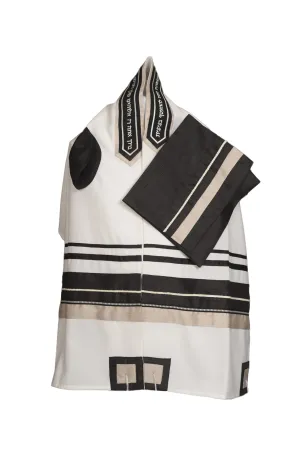Detailed Ribbon with Complex Pattern in Black and Light Brown