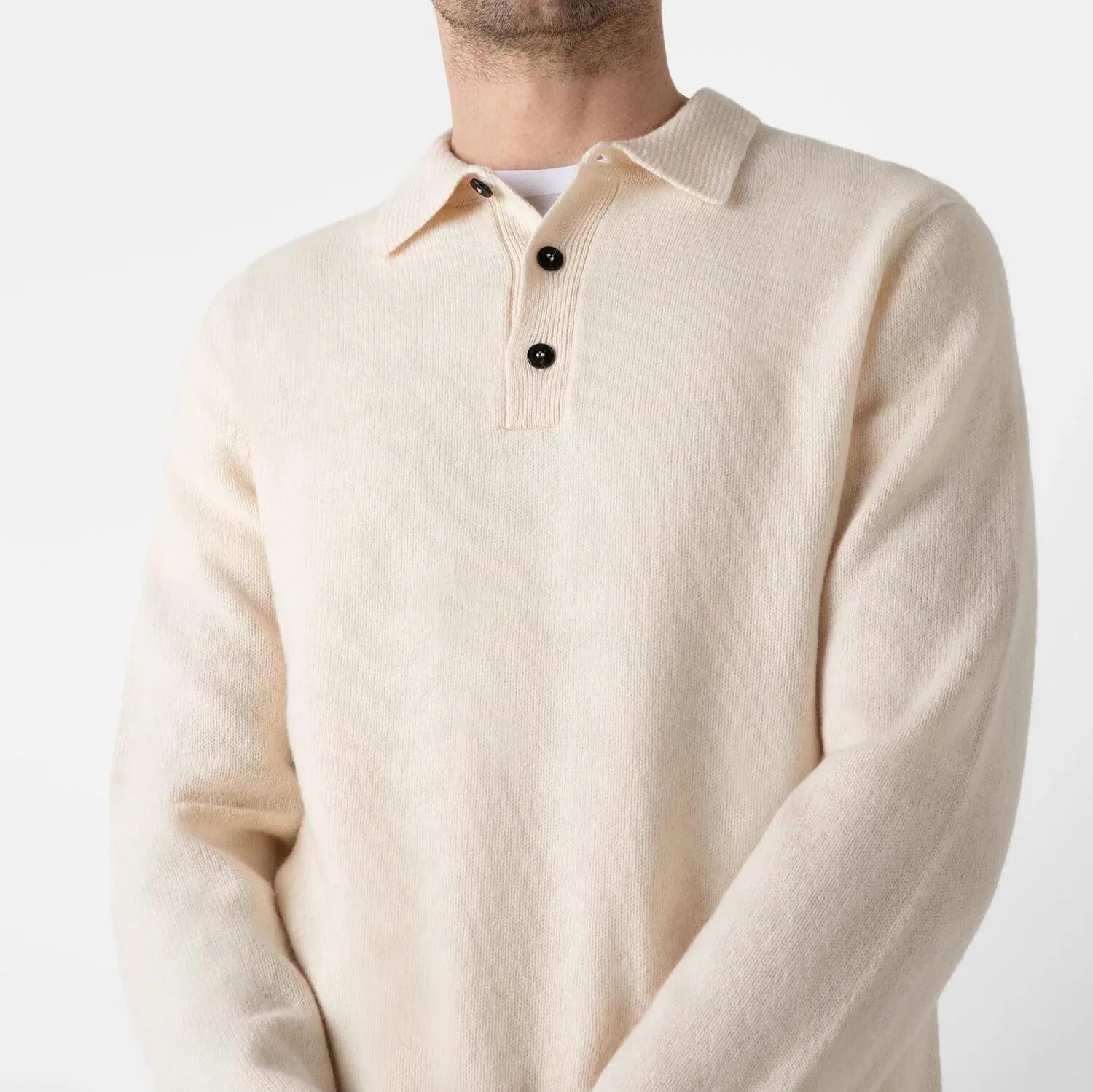 Ecru Lambswool Polo Sweater