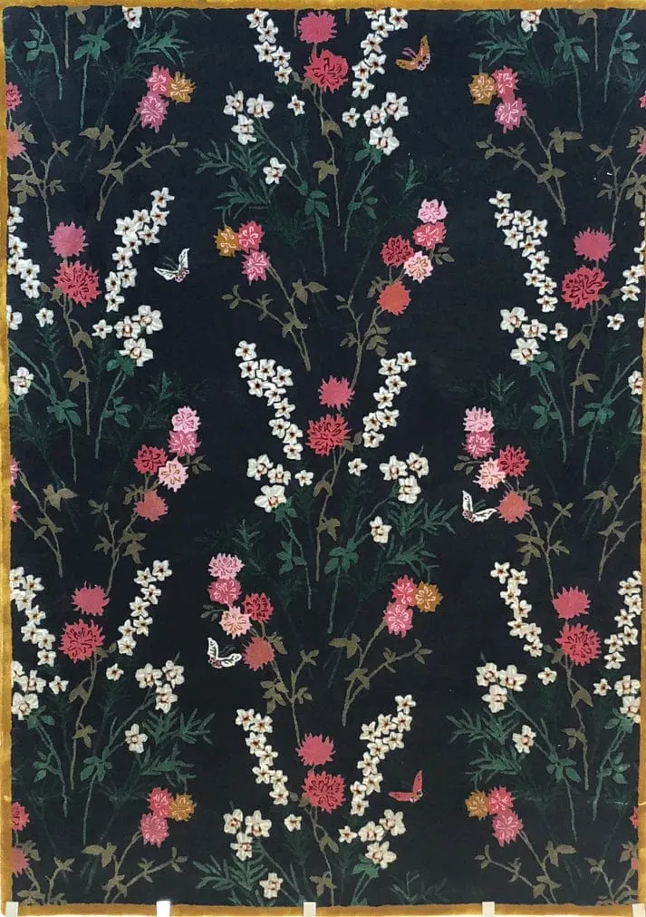 Flowers of Virtue Graphite Hand Tufted Rug PRE ORDER