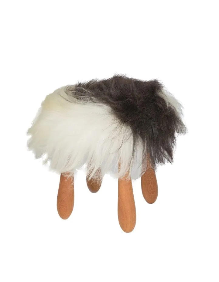 Fuzzy - Icelandic Moorit Brown sheepskin wool fur stool