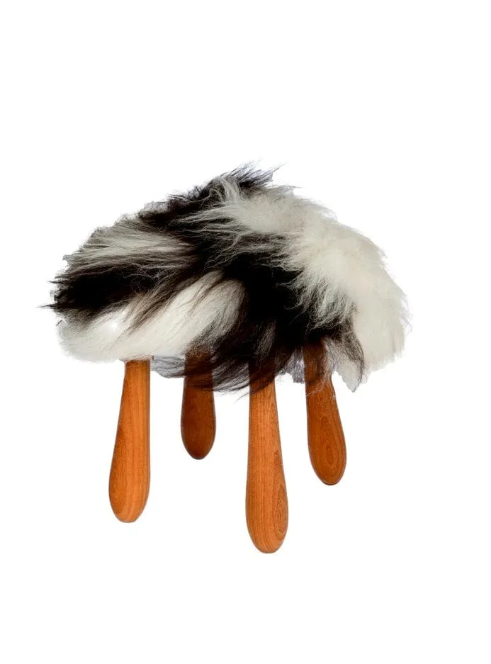 Fuzzy - Icelandic Moorit Brown sheepskin wool fur stool