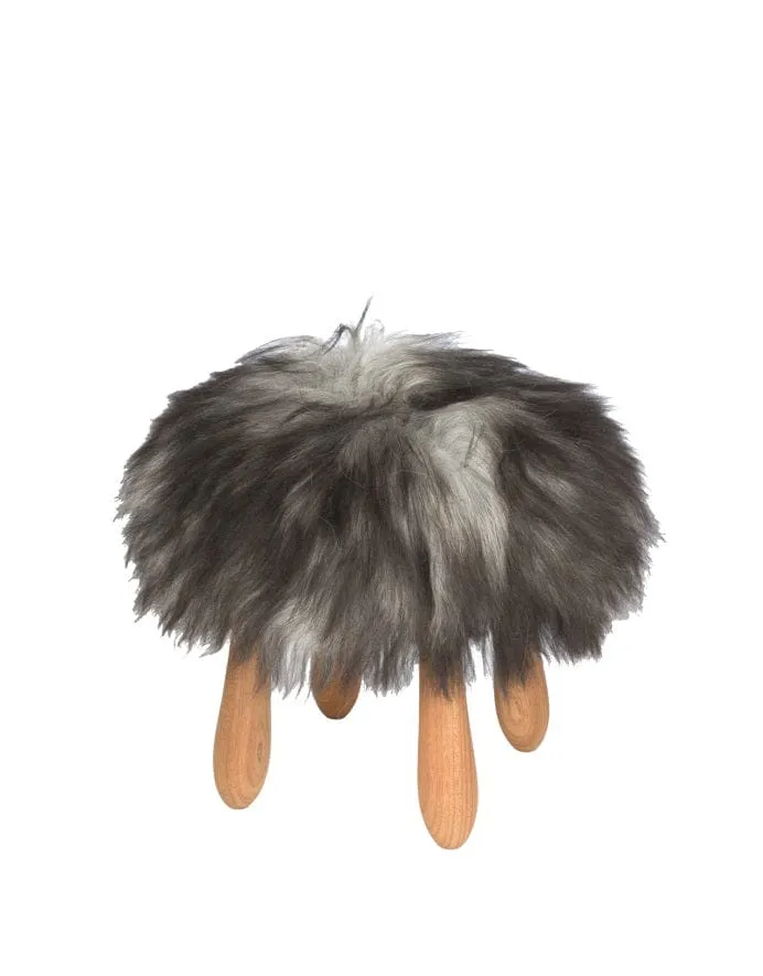 Fuzzy - Icelandic Moorit Brown sheepskin wool fur stool
