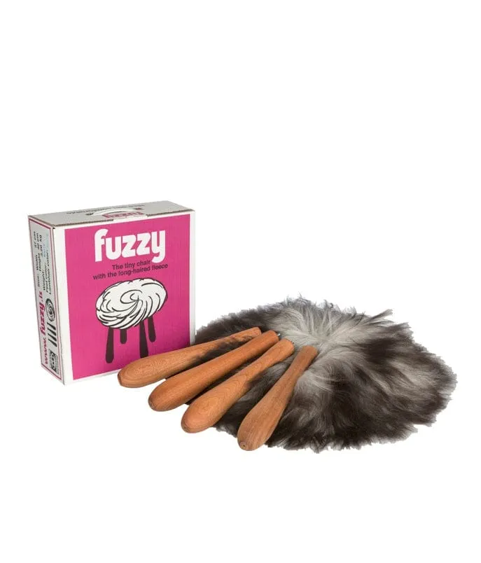 Fuzzy - Icelandic white sheepskin wool fur stool