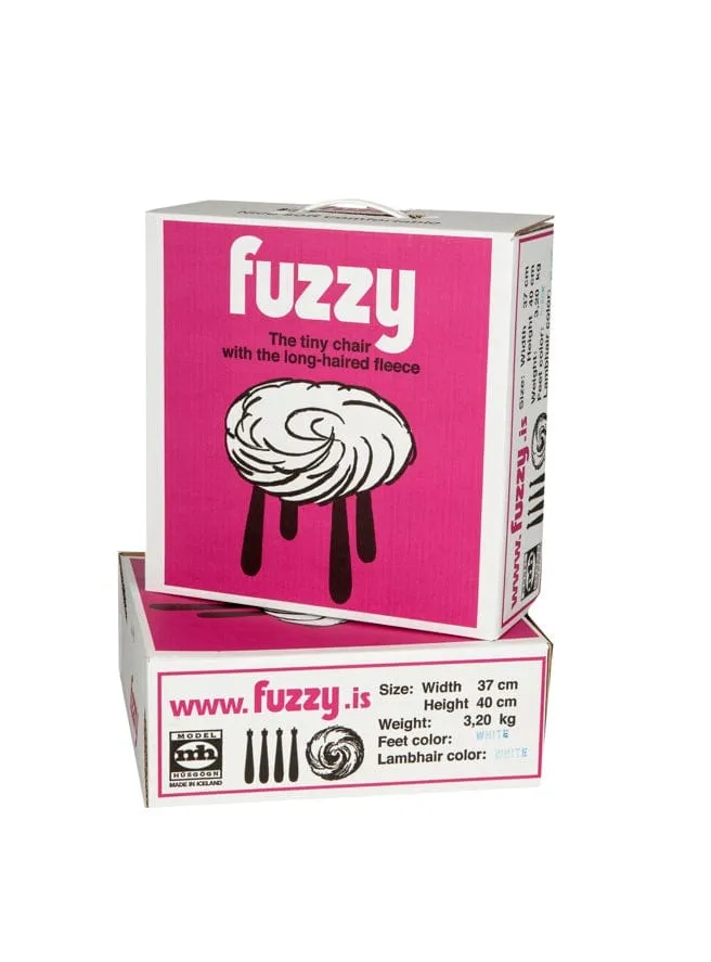 Fuzzy - Icelandic white sheepskin wool fur stool