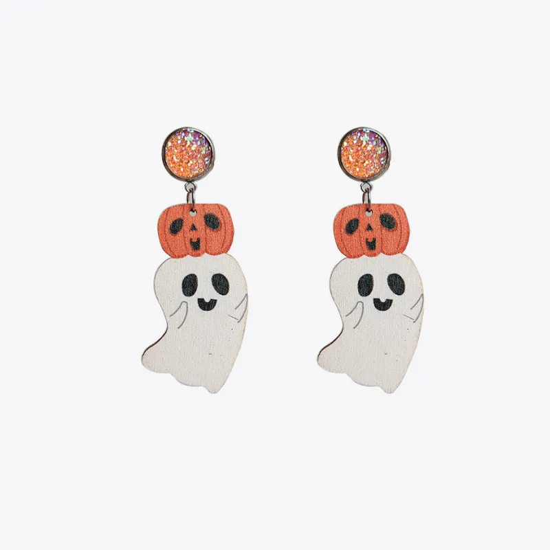 Ghost Shape Wooden Dangle Earrings - 3 Styles