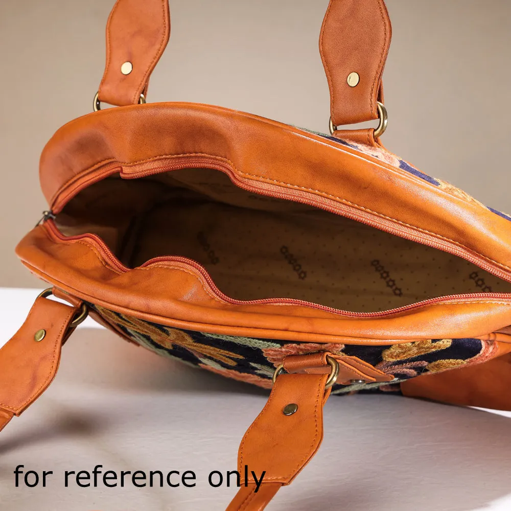 Green - Original Crewel Hand Embroidered Leather Hand Bag