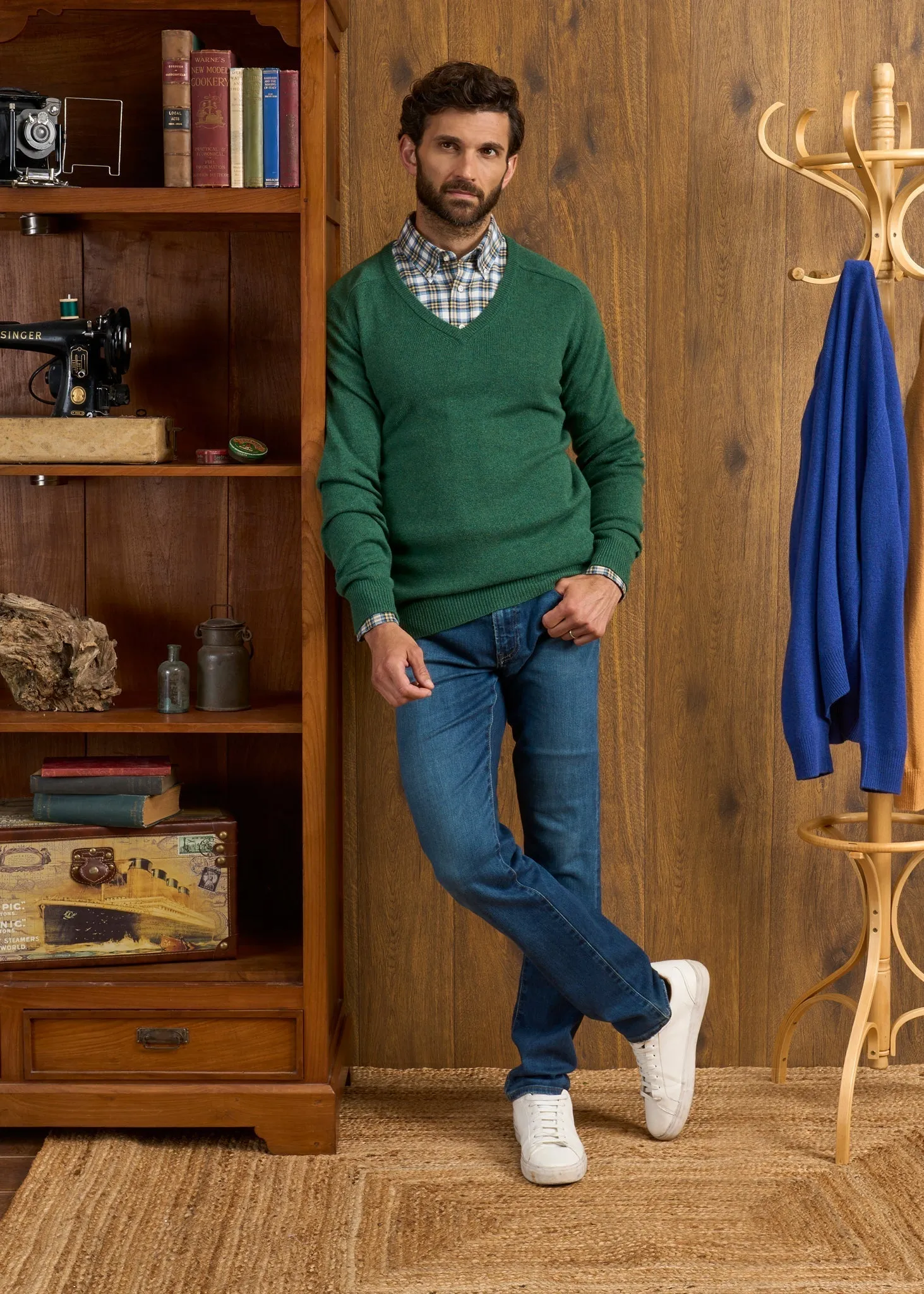 Hampshire Lambswool Jumper in Courgette - Classic Fit