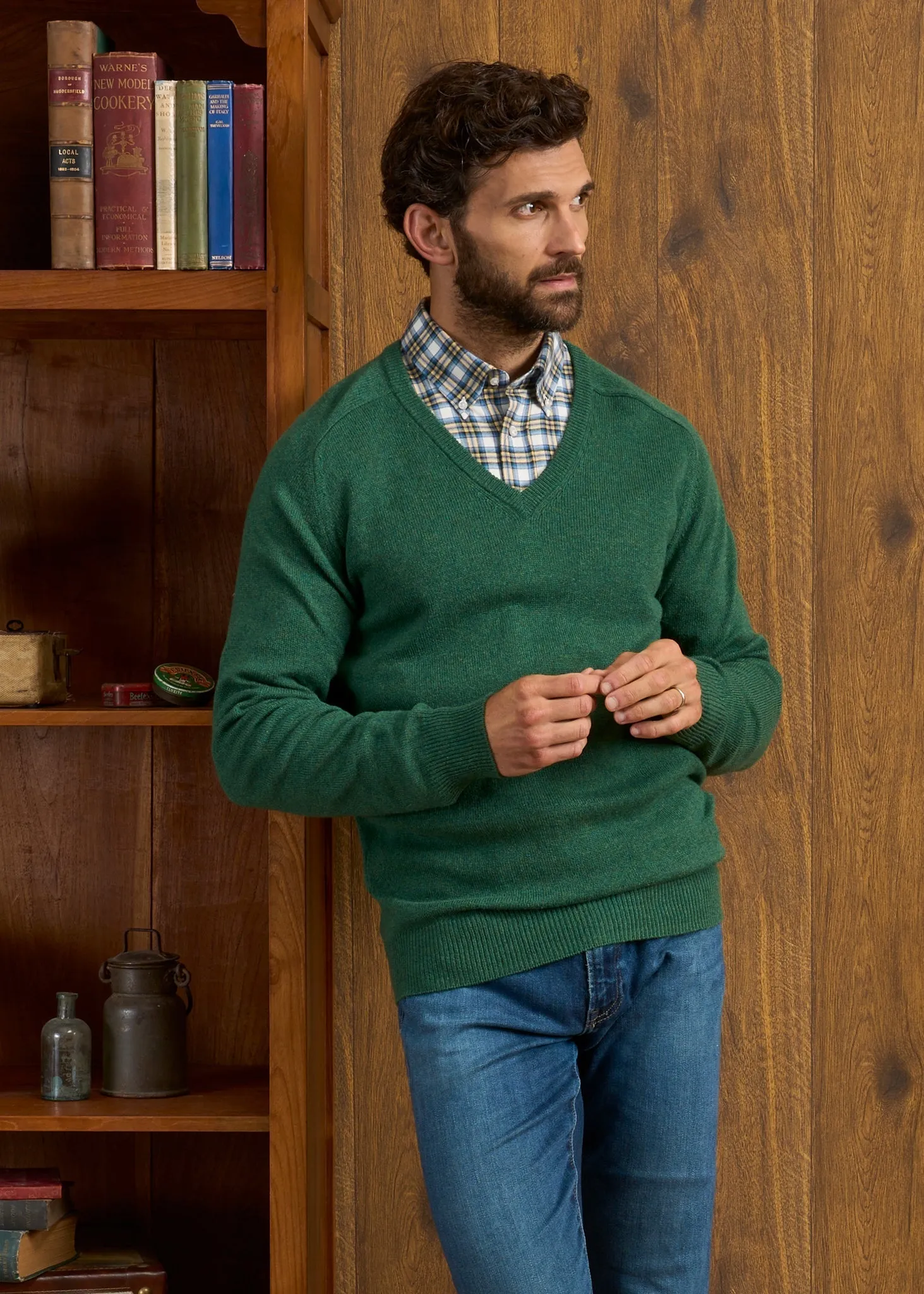 Hampshire Lambswool Jumper in Courgette - Classic Fit