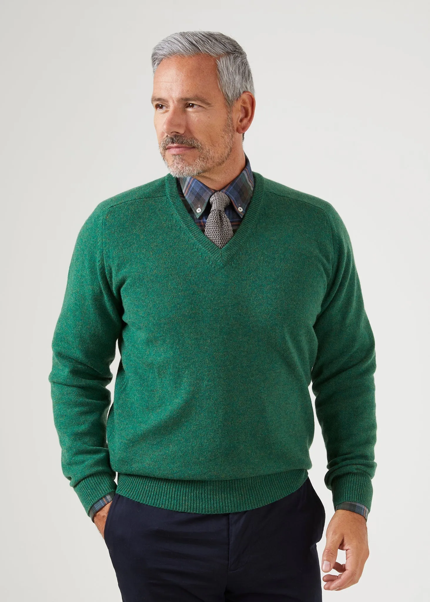 Hampshire Lambswool Jumper in Courgette - Classic Fit