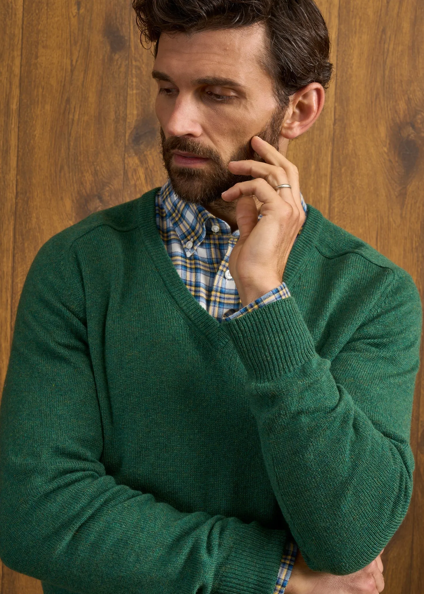 Hampshire Lambswool Jumper in Courgette - Classic Fit