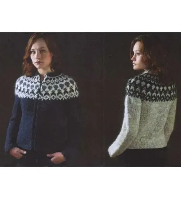Héla - Blue Wool cardigan with zipper - Knitting kit
