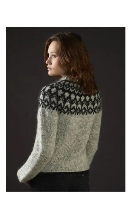 Héla - Blue Wool cardigan with zipper - Knitting kit