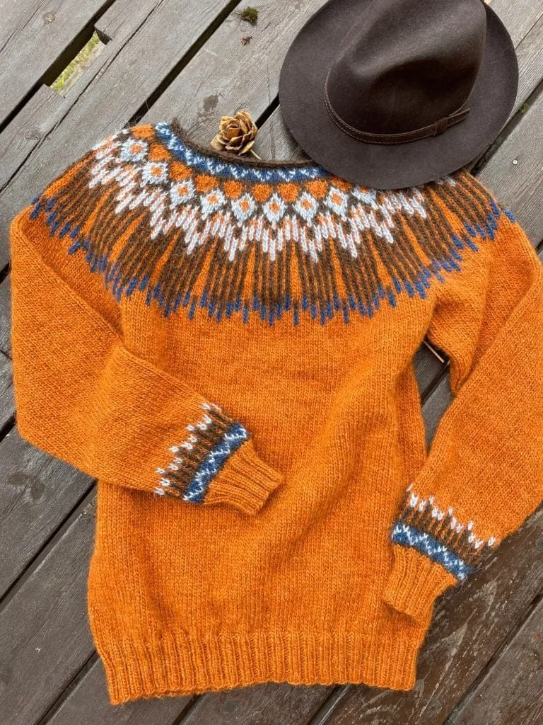 Hopi Chocolate Brown Lettlopi sweater - Knitting Kit