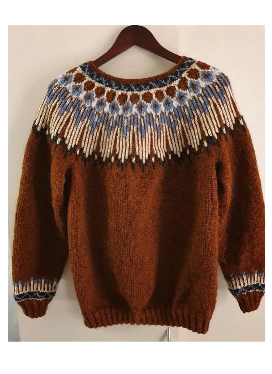 Hopi Chocolate Brown Lettlopi sweater - Knitting Kit