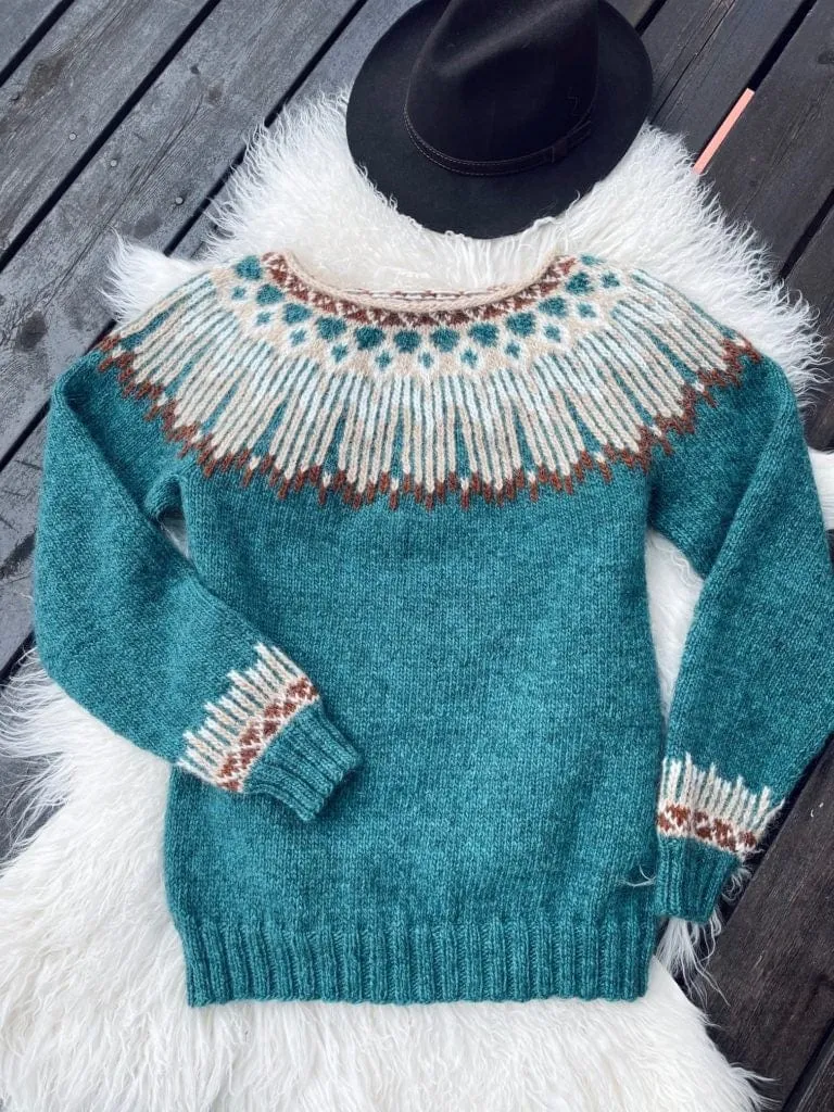 Hopi Chocolate Brown Lettlopi sweater - Knitting Kit