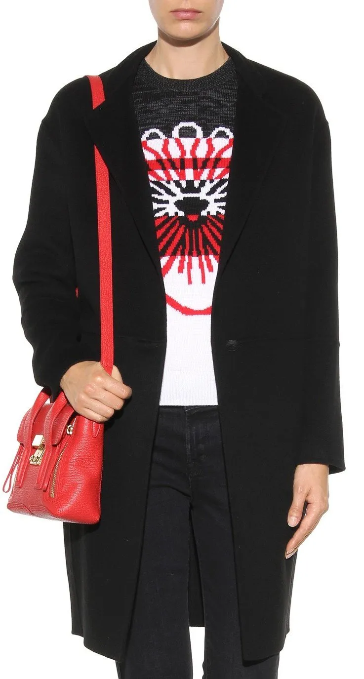 Intarsia Flower Printed Wool Sweater
