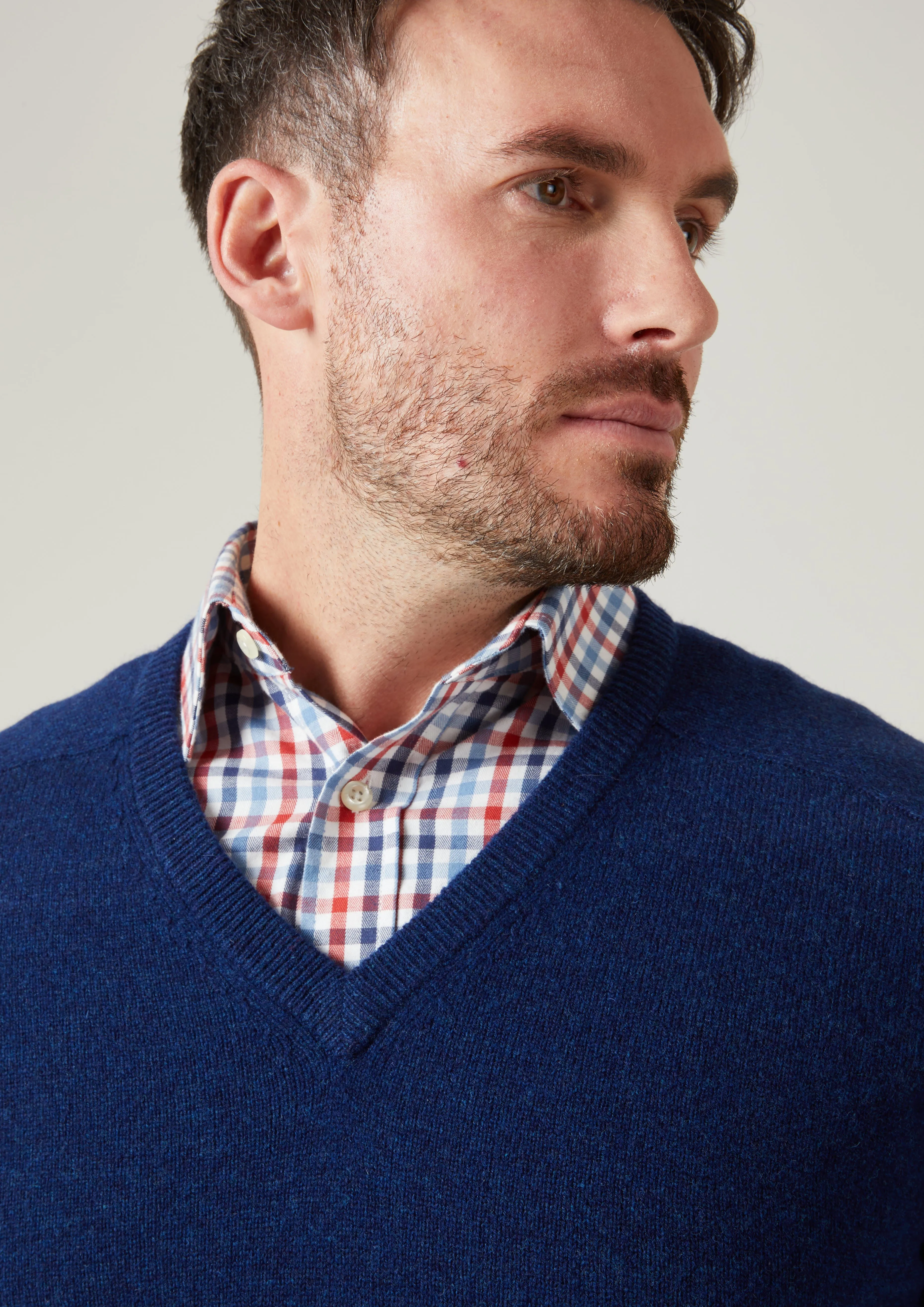 Kilsyth Men's Lambswool Jumper in Indigo - Regular Fit
